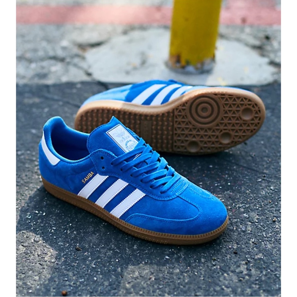Adidas Samba ADV Bluebird, White & Gum Skate Shoes, US Mens 7.5, UK 7
